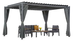 Antracit Tasos 3x6m terasz pergola Garden Point függönyökkel