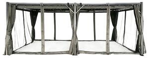 Antracit Tasos 3x6m terasz pergola szúnyoghálóval és függönyökkel Garden Point