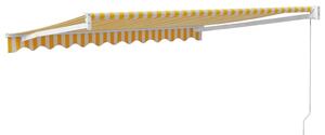 VidaXL sárga-fehér szövet és alumínium behúzható napellenző 3,5x2,5 m
