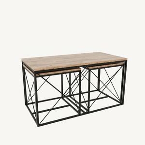 Hanah Home Coffee Table Set Atlantic Pine Black Defne - Atlantic Pine