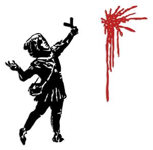 Wallity Dekoratív Fém Fali Kiegészítő Fekete Banksy Metal 09