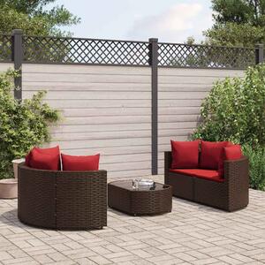5 részes barna polyrattan kerti ülőgarnitúra párnával