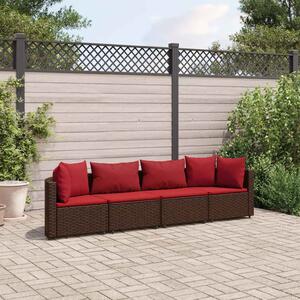 4 részes barna polyrattan kerti ülőgarnitúra párnákkal