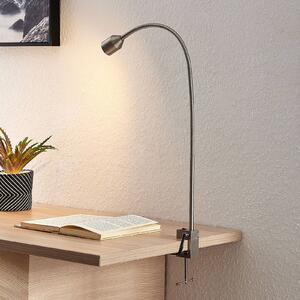 Lindby LED-es bilincses lámpa Hanilo, magasság 80 cm, nikkel, fém, Alu / szürke / cink, Dolgozószoba / Iroda, Alumínium, Modern