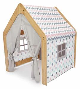 Hanah Home gyerek játszósátor, fa, natúr-fehér-rózsaszín - rózsaszín