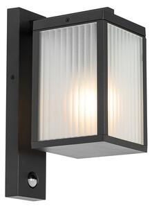 Kültéri fali lámpa fekete bordás üveggel és mozgásérzékelővel - Charlois