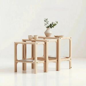 Hanah Home Fészekasztal szett (3 darabos) Natúr CPT4791-50