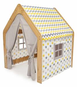 Hanah Home gyermek játszósátor natúr, fehér, sárga fából készült sátor - sárga