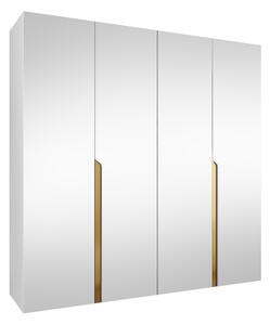 Gardróbszekrény Hartford 591, Laminált forgácslap, 202x200x52cm, Aranysárga, Fehér