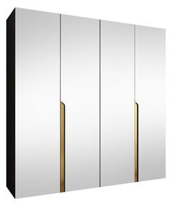 Gardróbszekrény Hartford 591, Laminált forgácslap, 202x200x52cm, Aranysárga, Fekete