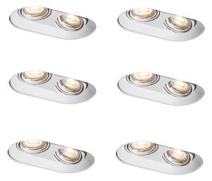 6 darabos, lekerekített, süllyesztett spotlámpa készlet fehér GU10 50mm 2-lámpás - Hubs