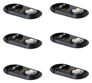 6 darabos, lekerekített, süllyesztett spotlámpa szett fekete GU10 70mm 2-fényű - Hubs