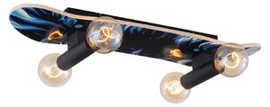 Fali lámpa fekete kékkel 80cm - Skateboard