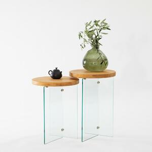 Hanah Home Serenity 2 Dohányzóasztal szett - Tölgy, Átlátszó