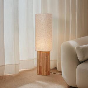 Lindby Kimiko álló világítás, magasság 100 cm, fa, textil, E27, Világos fa, Nappali / Étkező, Fa, Skandináv