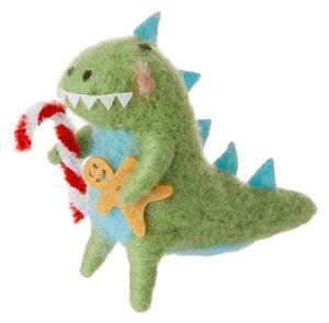 HANG ON filc karácsonyfadísz, dinoszaurusz cukorpálcikával