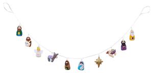 X-MAS girland, filc betlehemi figurák 120 cm