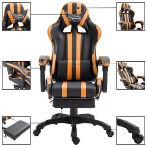 VidaXL műbőr Gamer szék lábtartóval #fekete-narancssárga