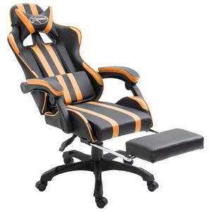 VidaXL műbőr Gamer szék lábtartóval #fekete-narancssárga