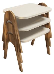 Hanah Home Fészekasztal (3 részes) Walnut Cream Paris - dió, krém
