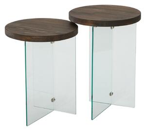 Hanah Home Serenity 2 Dohányzóasztal szett Átlátszó, diófa hatású diófa