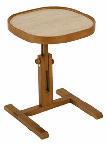 Hanah Home Side Table Walnut Travertine Opus Kare 42 - Walnut, Travertine