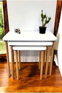 Hanah Home Behelyezhető asztal (3 darabos) Fehér Peka0015-S - Fehér