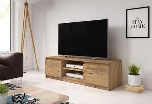 BASTE TV asztal, 120x35,5x38, sonoma/fehér + LED