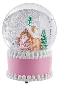 X-MAS zenélő hógömb 12cm , rózsaszín