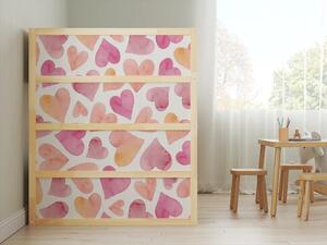 IKEA KURA ágy bútormatrica - rózsaszín és narancssárga szívek