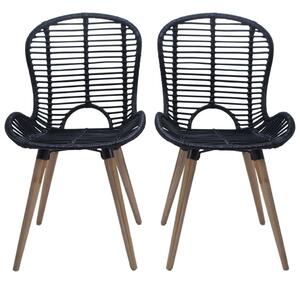 Rattan Étkezőszék - Fekete - 2 db-os szett