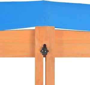 VidaXL fenyőfa Homokozó állítható tetővel #kék