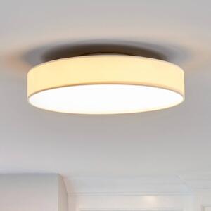 Lindby LED mennyezeti lámpa Saira, Ø 40 cm, fehér, textil, Fehér / opál, Nappali / Étkező, Textil / szövet / selyem, Modern
