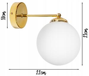 Glimex opál üveg gömb / golyó fali lámpa 1xE27 LISZ Gold GLIS0078