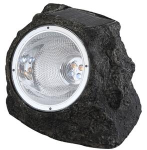 Kültéri napelemes dekorációs LED lámpa, sötétszürke szikla, 2 LED (Solar)