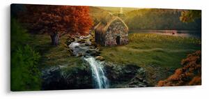 Egy ház képe egy mesebeli tájban (120x50 cm)