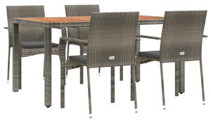 VidaXL 5 részes szürke polyrattan kerti étkezőgarnitúra párnával