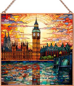 Big Ben-Ólomüveg stílusban üvegkép, falikép