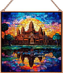 Angkor Wat-Ólomüveg stílusban üvegkép, falikép