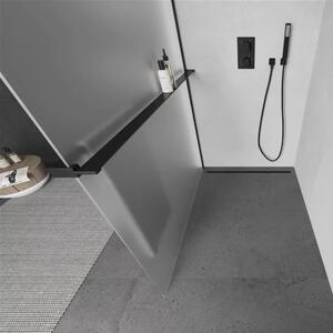 Arlo+ Matt Black Walk-In zuhanyal, 8 mm vastag vízlepergető biztonsági matt üveggel, 200 cm magas, fekete profillal és távtartóval