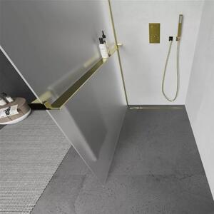 Arlo+ Matt Gold Walk-In zuhanyal, 8 mm vastag vízlepergető biztonsági matt üveggel, 200 cm magas, arany profillal és távtartóval