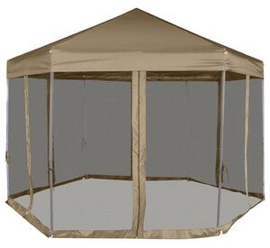 VidaXL tópszínű összecsukható pavilon oldalfalakkal 3,6x3,1 m 220 g/m²