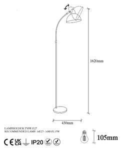 Design állólámpa Vasso 162 cm vintage