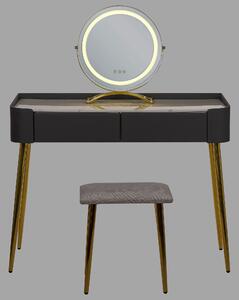 Szürke és arany fésülködőasztal LED-es tükörrel SURIN