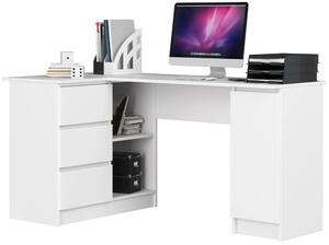 Sarok íróasztal - Akord Furniture - 155 cm - fehér (bal)