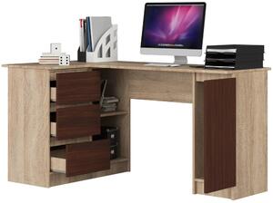 Sarok íróasztal - Akord Furniture - 155 cm - sonoma tölgy / wenge (bal)