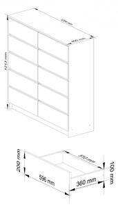 Komód - Akord Furniture K120-10 - wenge / fehér