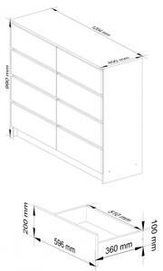 Komód - Akord Furniture K120-8 - fehér / sonoma tölgy