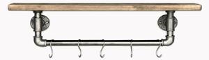 Hanah Home Pipe Shelf Walnut Black Boruraf113