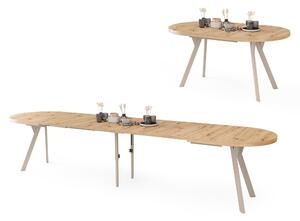 Mazzoni Ovális bővíthető étkezőasztal EXPANSO Artisan Tölgy / kasmír lábak